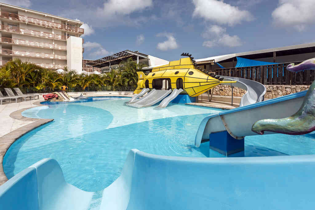 mini aqua park at sonesta Maho beach resort in st maarten