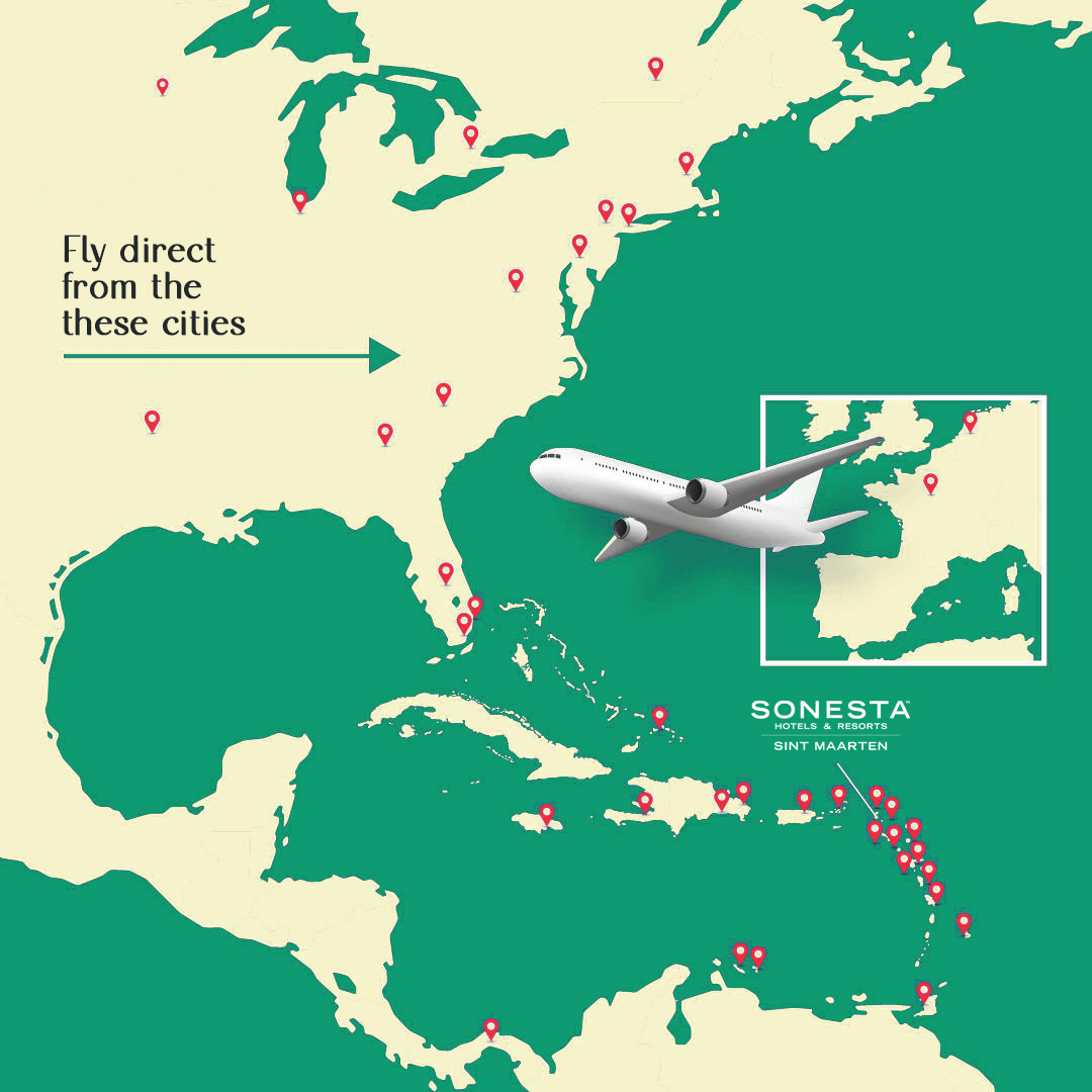 fly direct to st maarten from these cities